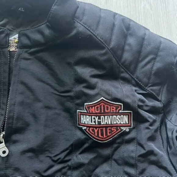 Harley Davidson Jacket Men’s Nylon Bar & Shield Belted Large Biking Motorcycle - Picture 2 of 9
